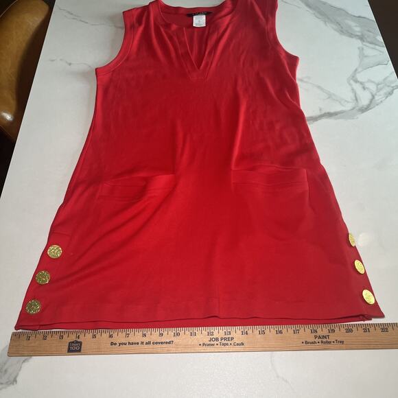 Lauren Ralph Lauren Cover Up Cotton Dress Pockets Red Pullover S Beach Swim EUC - Picture 7 of 11